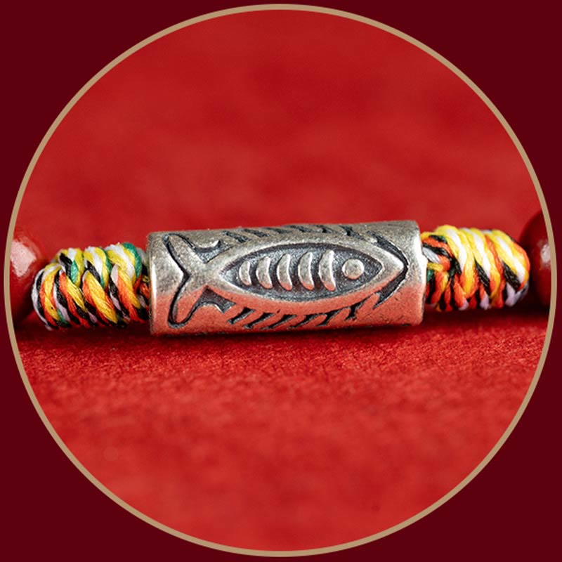 EverestArtstudios 925 Sterling Silver Koi Fish Cinnabar Bead Wealth Handcrafted Braided Bracelet Anklet