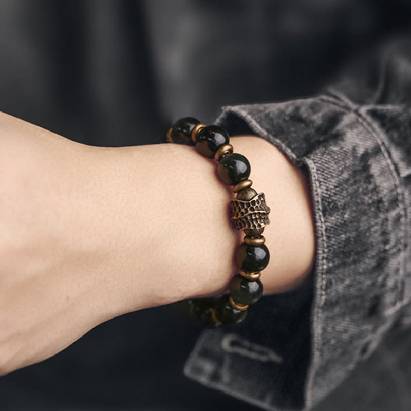 EverestArtstudios Rainbow Obsidian Copper Love Healing Bracelet
