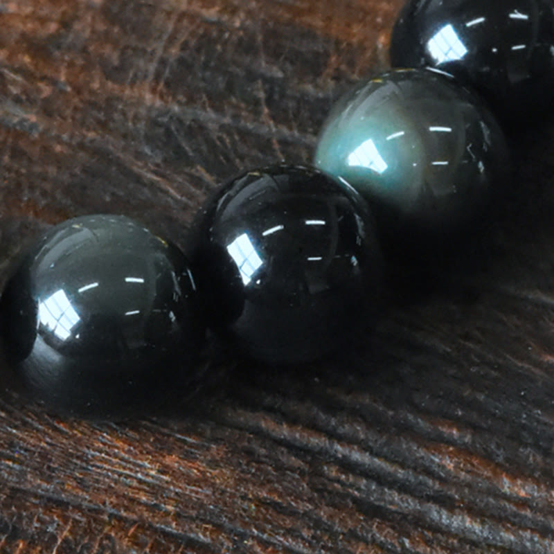 EverestArtstudios Rainbow Obsidian Copper Bead Positive Transformation Bracelet