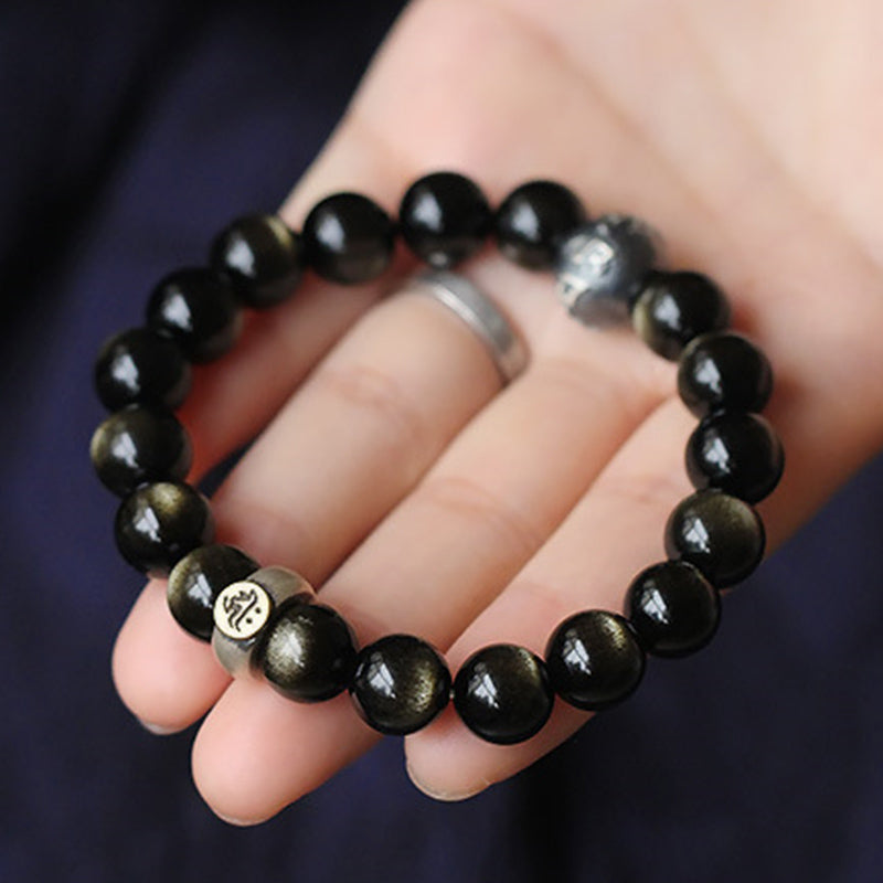 EverestArtstudios Chinese Zodiac Obsidian Purification Bracelet