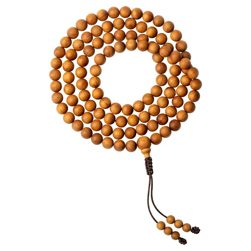 Premium Old Indian Sandalwood 108-Bead Mala Bracelet / Necklace – 0.24”, 0.31”, 0.39”, Calming & Meditation