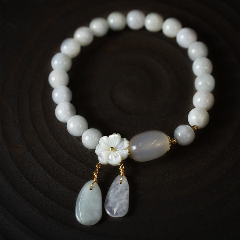 EverestArtStudios Natural White Jade Fortune Bracelet