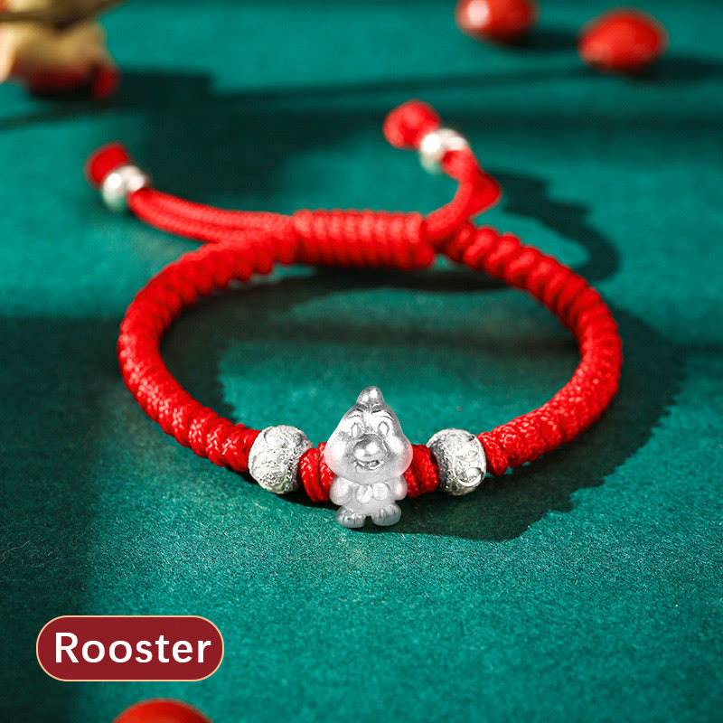 EverestArtstudios 999 Sterling Silver Chinese Zodiac Red Rope Luck Handcrafted Kids Bracelet
