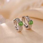 EverestArtstudios 925 Sterling Silver Round Cyan Jade Success Stud Earrings