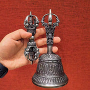 Handcrafted Brass Tibetan Bell and Dorje Set: Buddhist Meditation Set