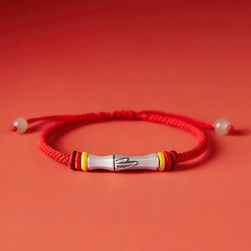 EverestArtStudios 999 Sterling Silver Red String Bamboo Enlightenment Bracelet