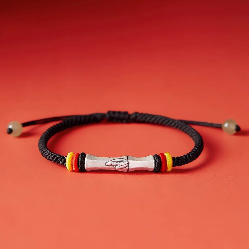 EverestArtStudios 999 Sterling Silver Red String Bamboo Enlightenment Bracelet