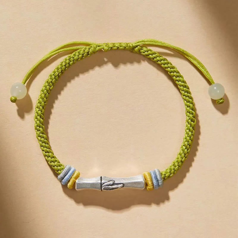 EverestArtstudios 999 Sterling Silver Red String Bamboo Enlightenment Bracelet