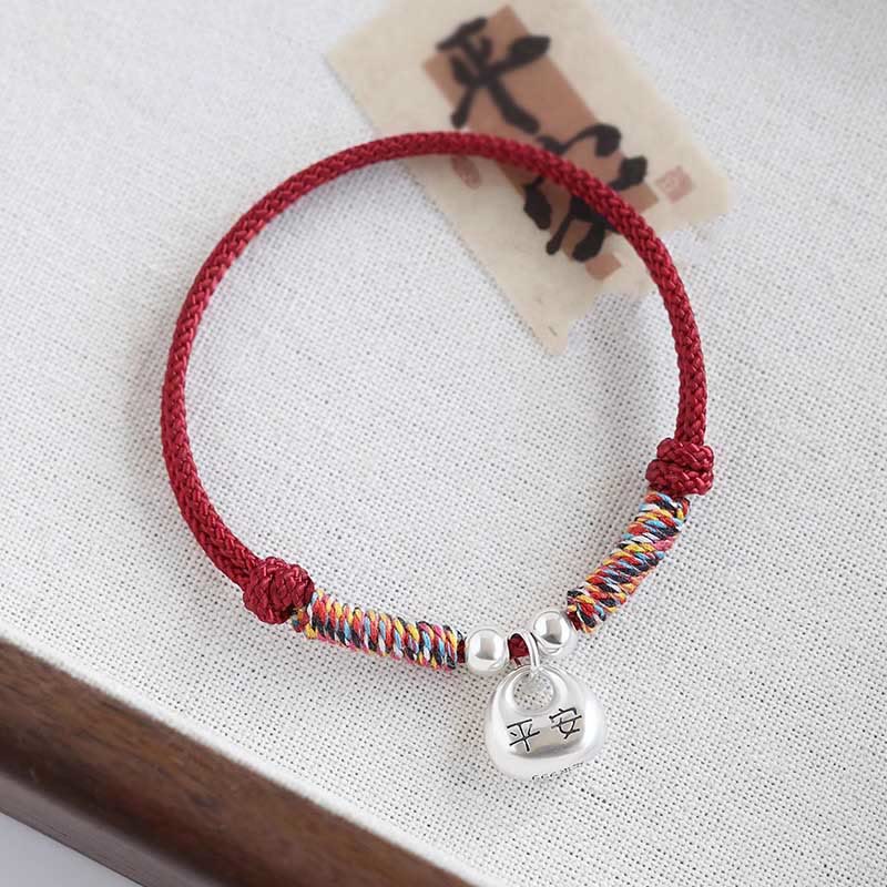 EverestArtStudios Handcrafted 925 Sterling Silver Fu Character Safe And Well Prosperity Braided Bracelet
