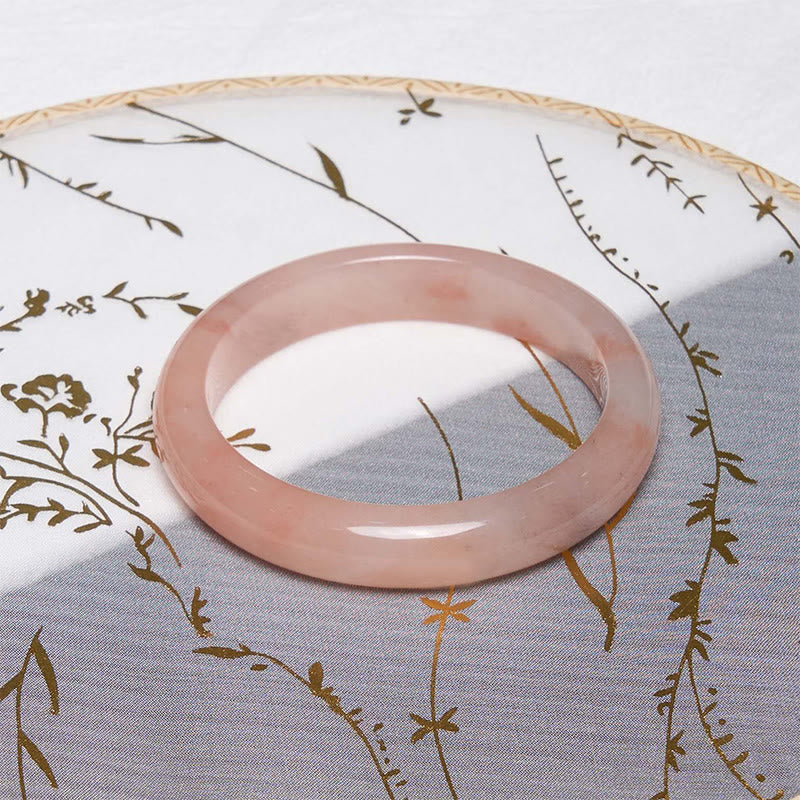EverestArtstudios Pink Golden Silk Jade Wealth Luck Bracelet Bangle