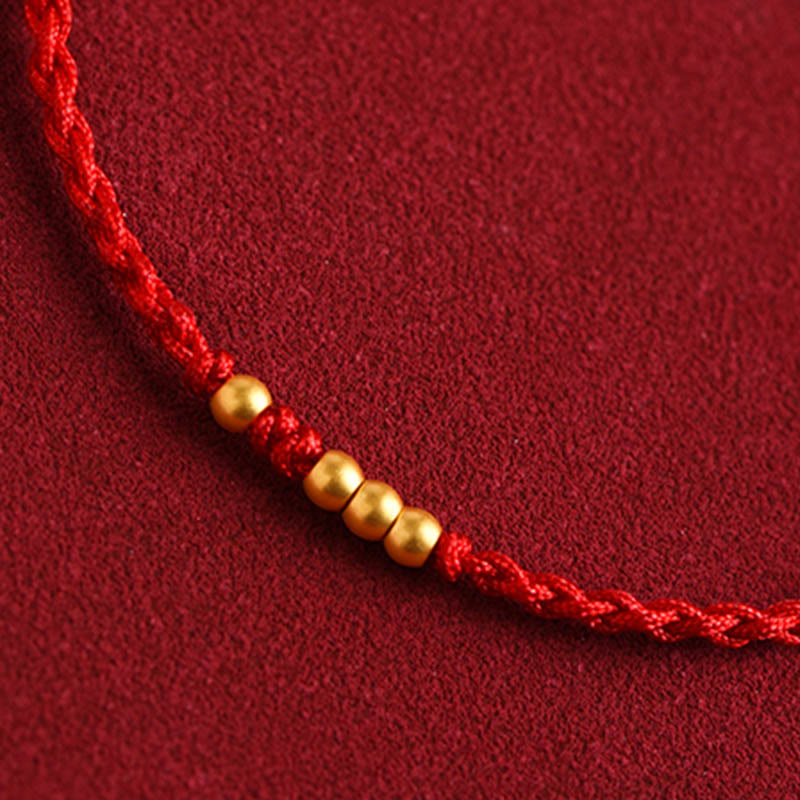 EverestArtStudios 999 Gold Beads Fortune Braided Protection Couple Bracelet