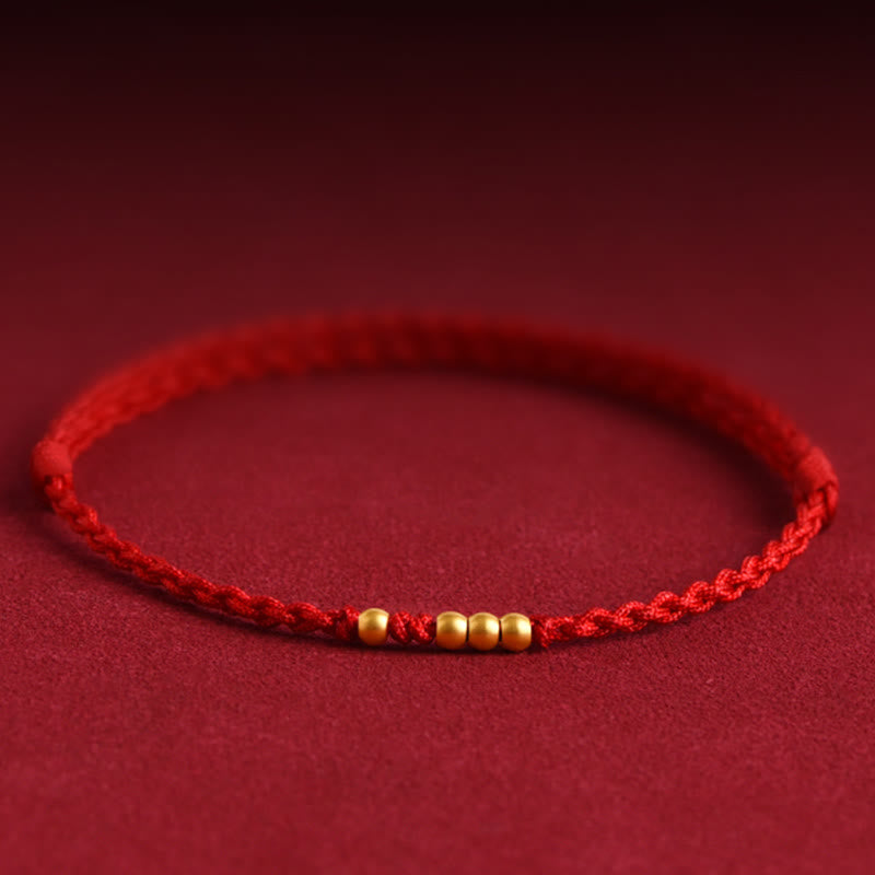 EverestArtStudios 999 Gold Beads Fortune Braided Protection Couple Bracelet