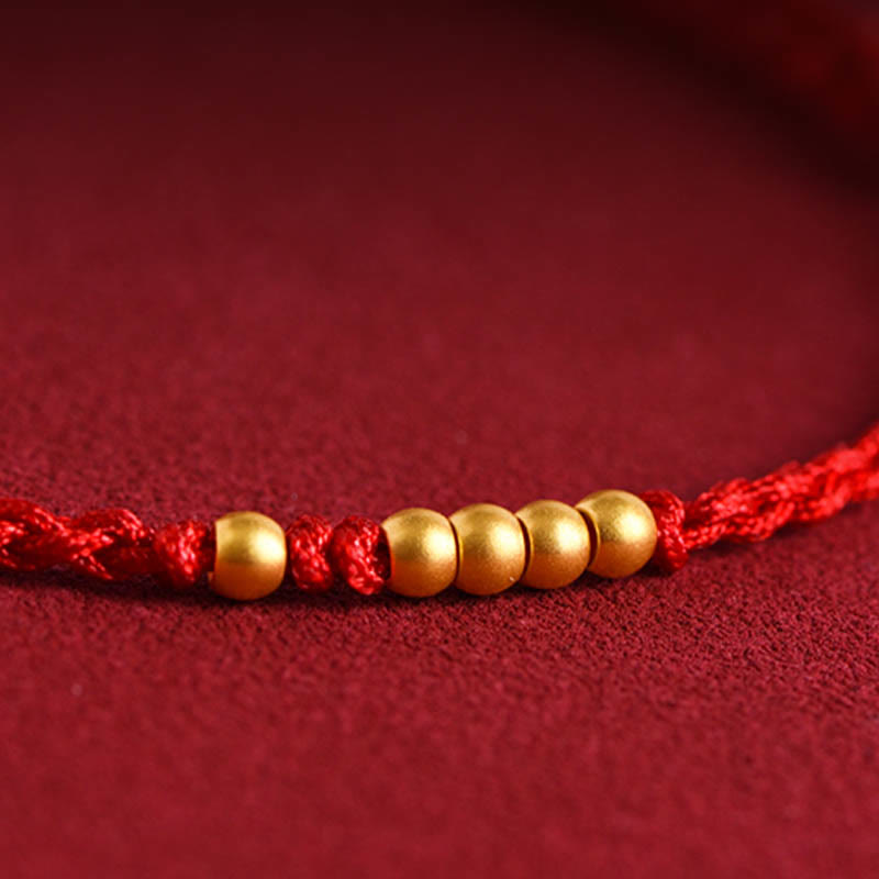 EverestArtStudios 999 Gold Beads Fortune Braided Protection Couple Bracelet