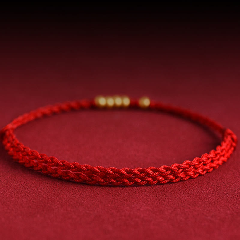 EverestArtStudios 999 Gold Beads Fortune Braided Protection Couple Bracelet