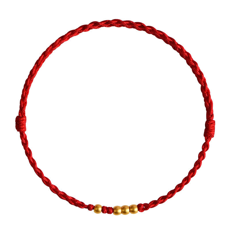 EverestArtStudios 999 Gold Beads Fortune Braided Protection Couple Bracelet
