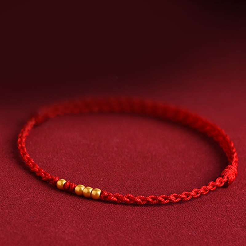 EverestArtStudios 999 Gold Beads Fortune Braided Protection Couple Bracelet