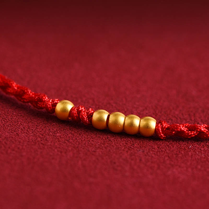 EverestArtStudios 999 Gold Beads Fortune Braided Protection Couple Bracelet