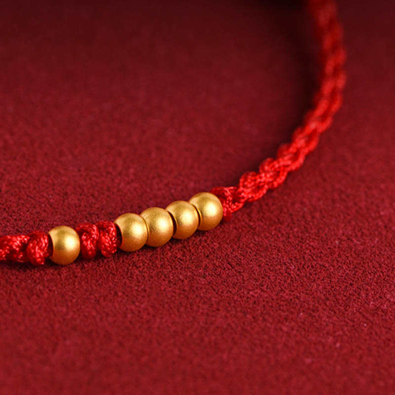 EverestArtStudios 999 Gold Beads Fortune Braided Protection Couple Bracelet