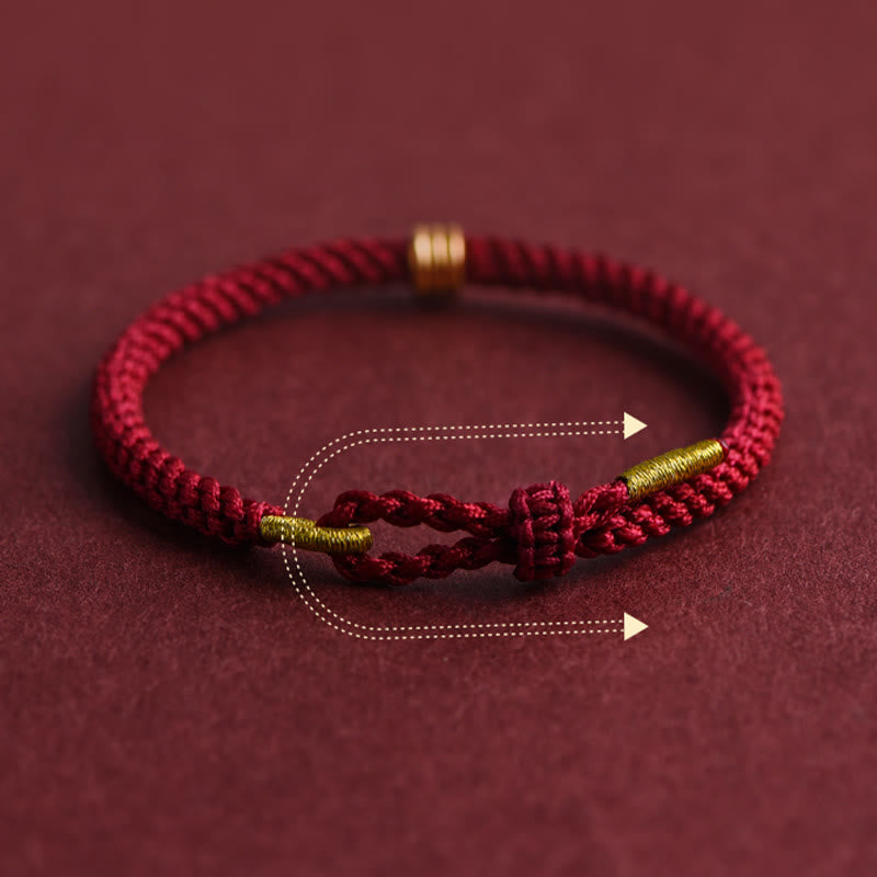 EverestArtStudios 999 Gold Triple Ring Design Handmade Connection Braided Rope Bracelet