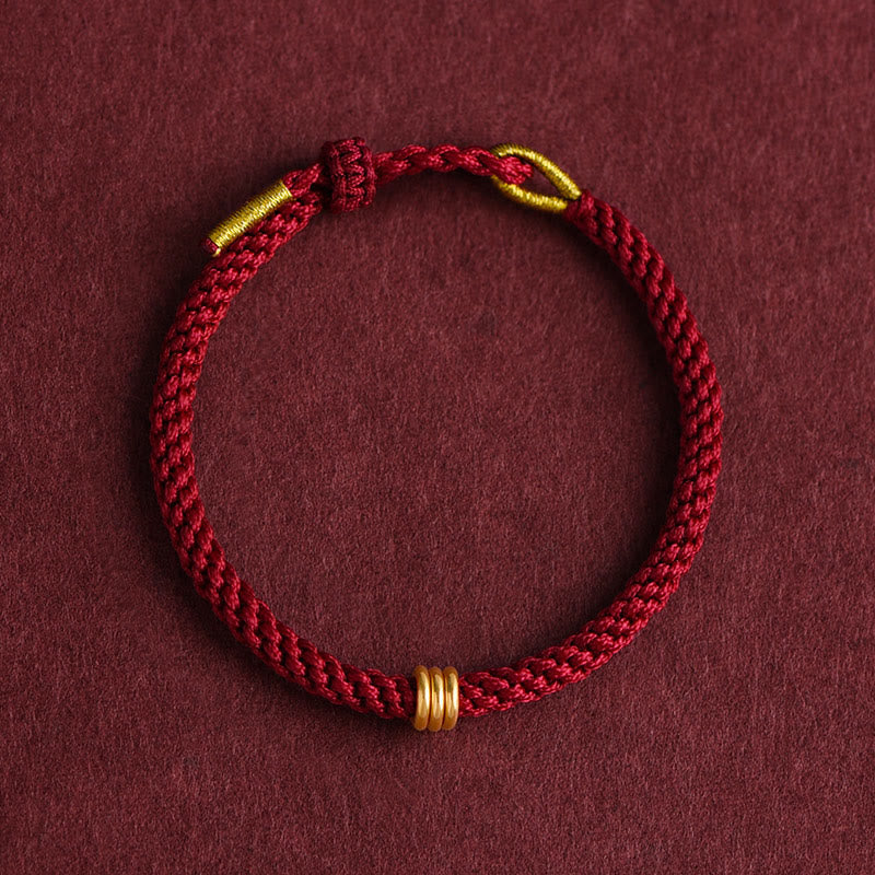 EverestArtStudios 999 Gold Triple Ring Design Handmade Connection Braided Rope Bracelet