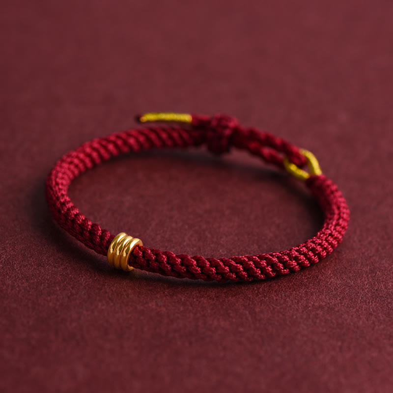 EverestArtStudios 999 Gold Triple Ring Design Handmade Connection Braided Rope Bracelet