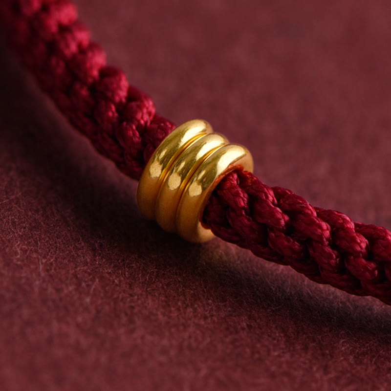 EverestArtStudios 999 Gold Triple Ring Design Handmade Connection Braided Rope Bracelet