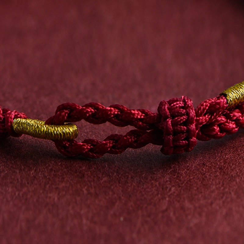 EverestArtStudios 999 Gold Triple Ring Design Handmade Connection Braided Rope Bracelet