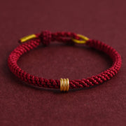 EverestArtStudios 999 Gold Triple Ring Design Handmade Connection Braided Rope Bracelet