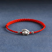 EverestArtStudios Handmade 999 Sterling Silver Rabbit Luck Rope Bracelet Anklet