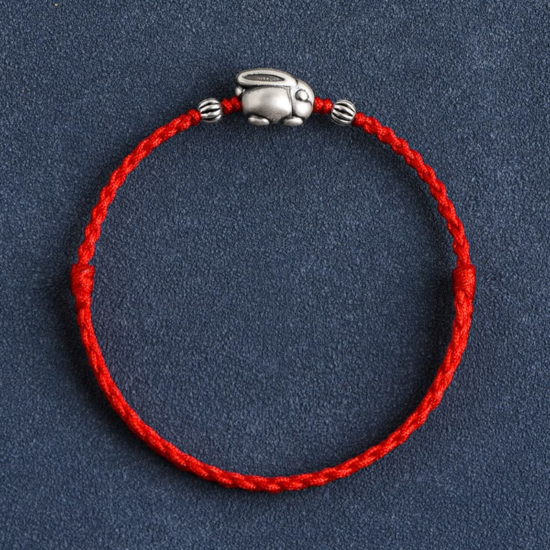 EverestArtStudios Handmade 999 Sterling Silver Rabbit Luck Rope Bracelet Anklet