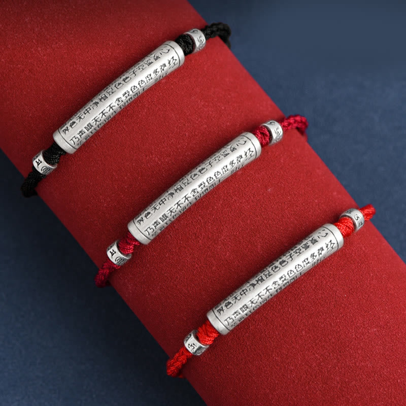 EverestArtStudios Handcrafted 999 Fine Silver Om Mani Padme Hum Heart Sutra Inscribed Fortune Cord Bracelet Anklet