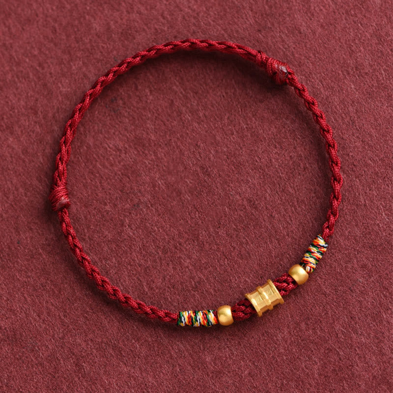 EverestArtStudios 999 Gold Small Bucket Shape Design Handmade Luck Braided Rope Bracelet Anklet