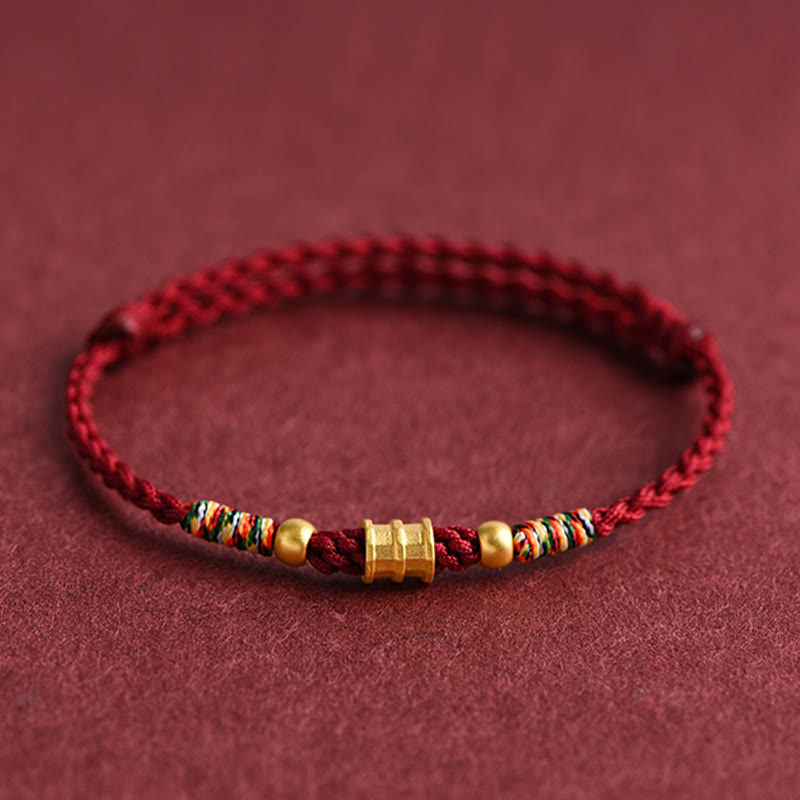 EverestArtStudios 999 Gold Small Bucket Shape Design Handmade Luck Braided Rope Bracelet Anklet