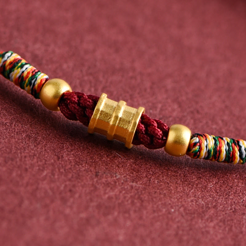 EverestArtStudios 999 Gold Small Bucket Shape Design Handmade Luck Braided Rope Bracelet Anklet