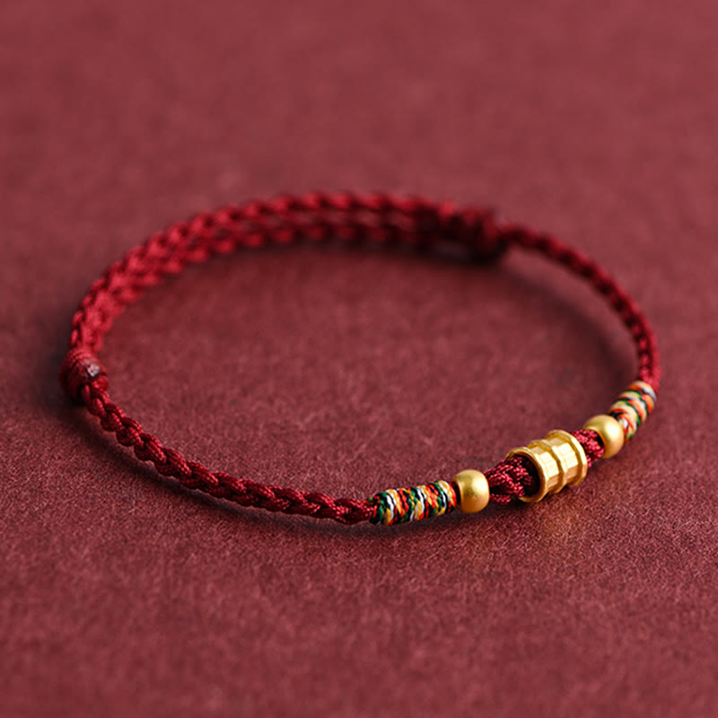 EverestArtStudios 999 Gold Small Bucket Shape Design Handmade Luck Braided Rope Bracelet Anklet