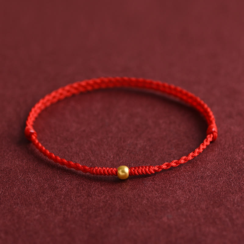 EverestArtStudios 999 Gold One Mini Bead Design Handmade Strength Braided Rope Bracelet Anklet