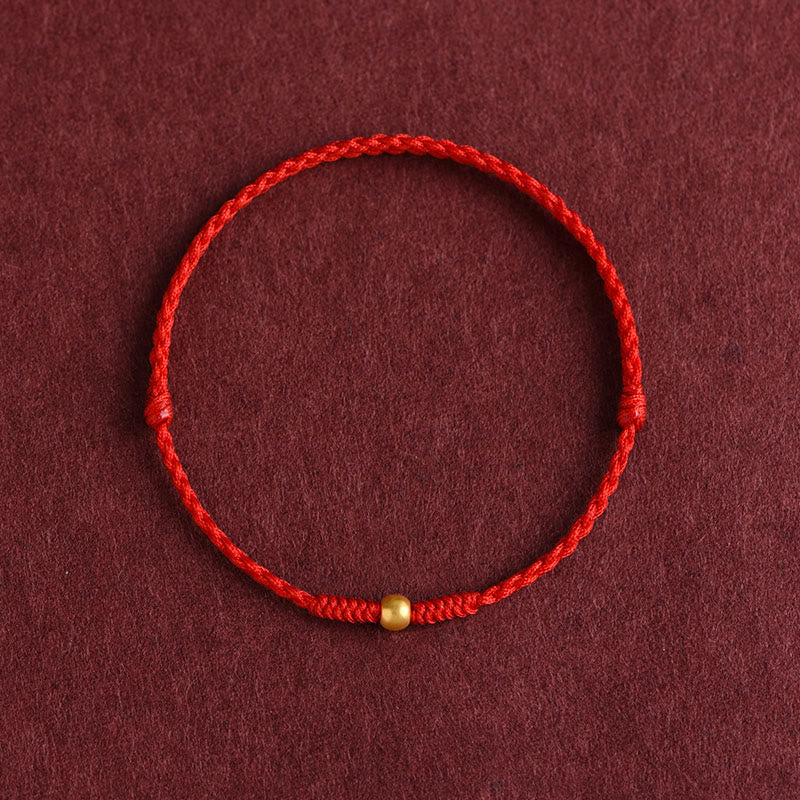 EverestArtStudios 999 Gold One Mini Bead Design Handmade Strength Braided Rope Bracelet Anklet