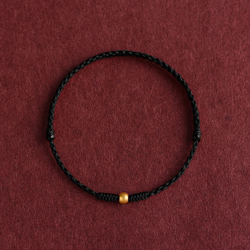 EverestArtStudios 999 Gold One Mini Bead Design Handmade Strength Braided Rope Bracelet Anklet