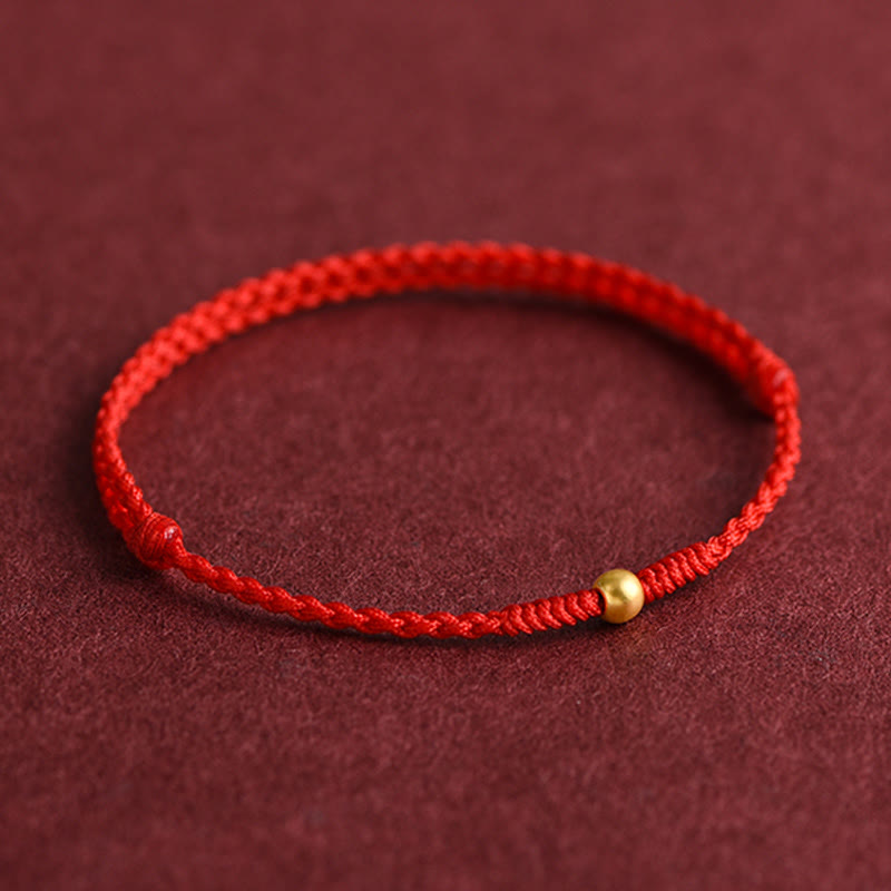 EverestArtStudios 999 Gold One Mini Bead Design Handmade Strength Braided Rope Bracelet Anklet