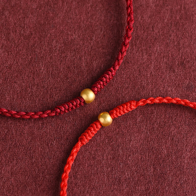 EverestArtStudios 999 Gold One Mini Bead Design Handmade Strength Braided Rope Bracelet Anklet