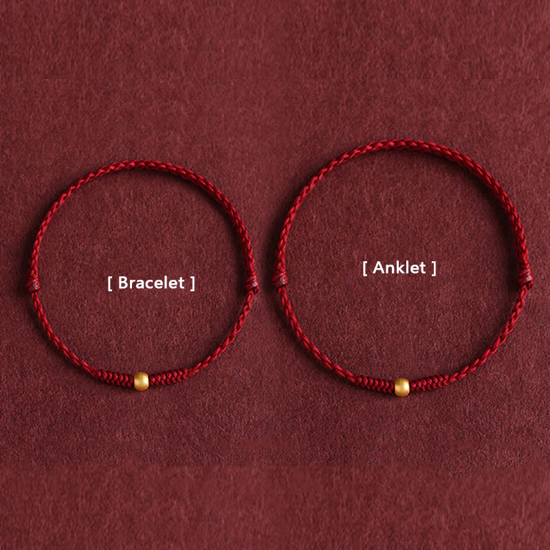 EverestArtStudios 999 Gold One Mini Bead Design Handmade Strength Braided Rope Bracelet Anklet