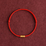 EverestArtStudios 999 Gold Mini Three Beads Design Handmade Luck Rope Bracelet Anklet