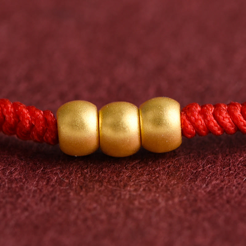 EverestArtStudios 999 Gold Mini Three Beads Design Handmade Luck Rope Bracelet Anklet