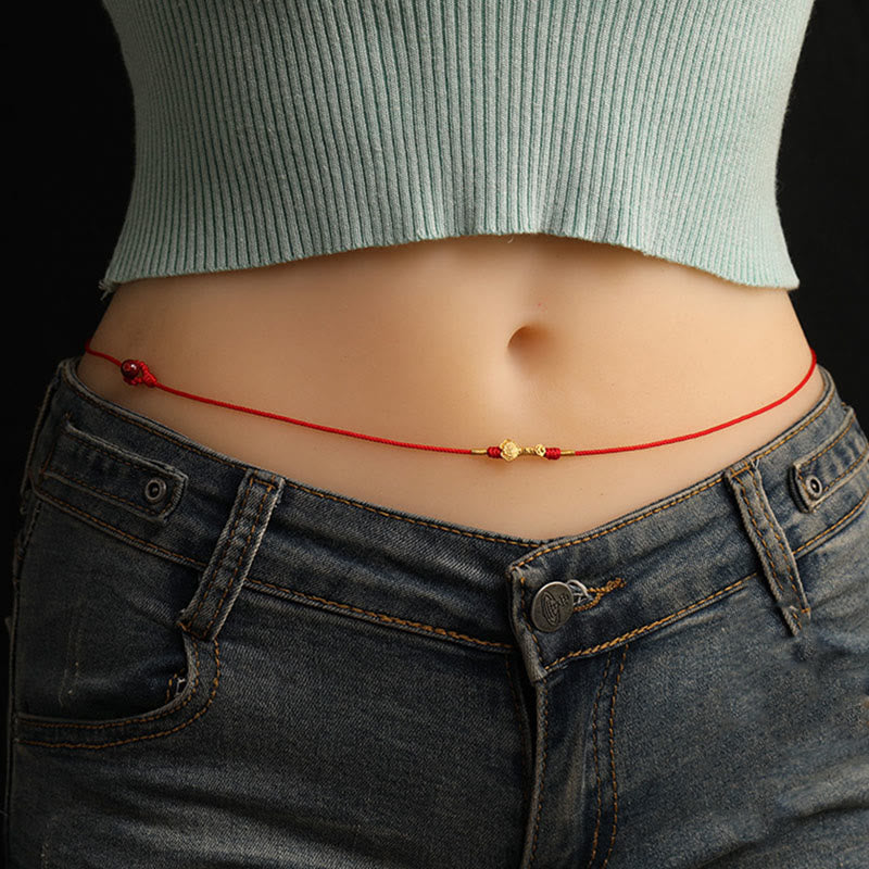 EverestArtStudios 999 Solid Gold Red String Waist Chain