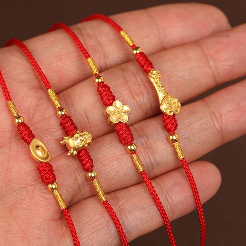 EverestArtStudios 999 Solid Gold Red String Waist Chain