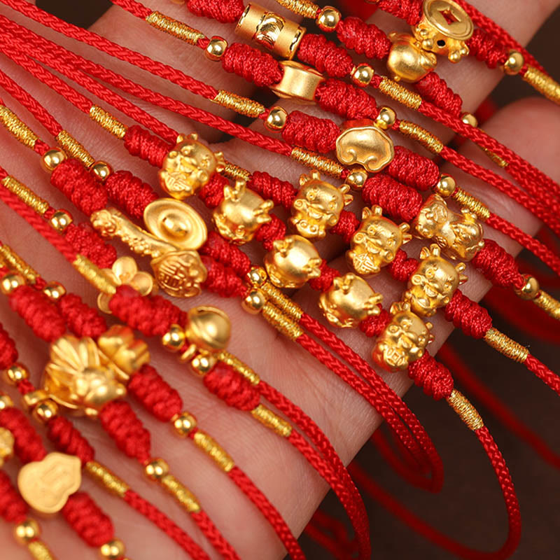EverestArtStudios 999 Solid Gold Red String Waist Chain