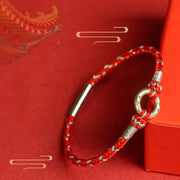 EverestArtStudios Scarlet Cord 925 Sterling Silver Protection Fortune Wristband