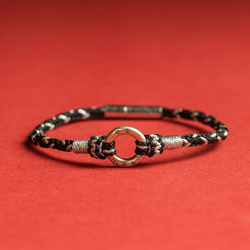 EverestArtStudios Scarlet Cord 925 Sterling Silver Protection Fortune Wristband