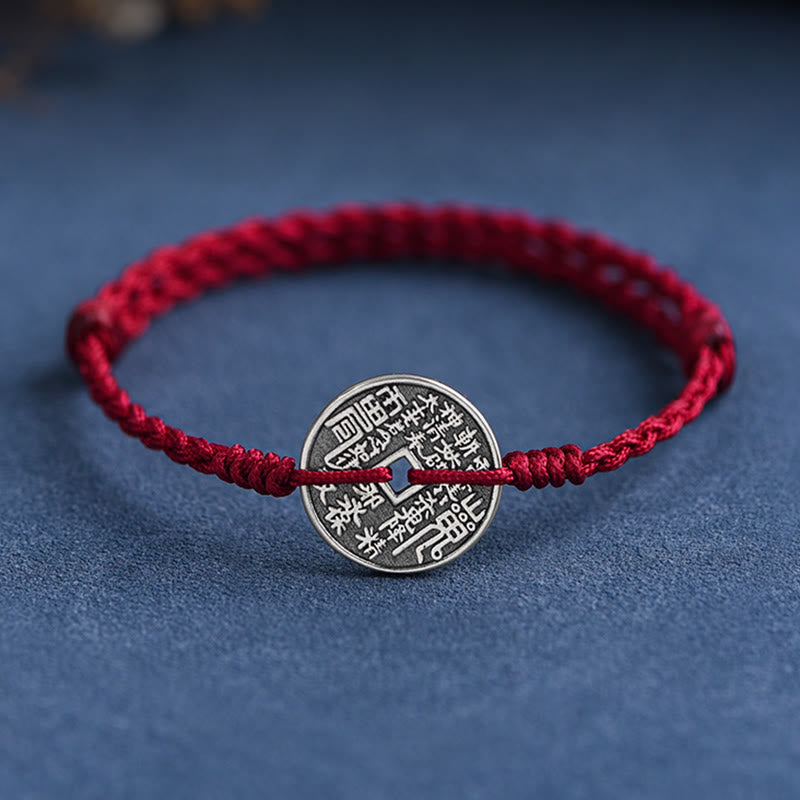 EverestArtStudios 925 Sterling Silver Coin Protection Braided Bracelet Anklet