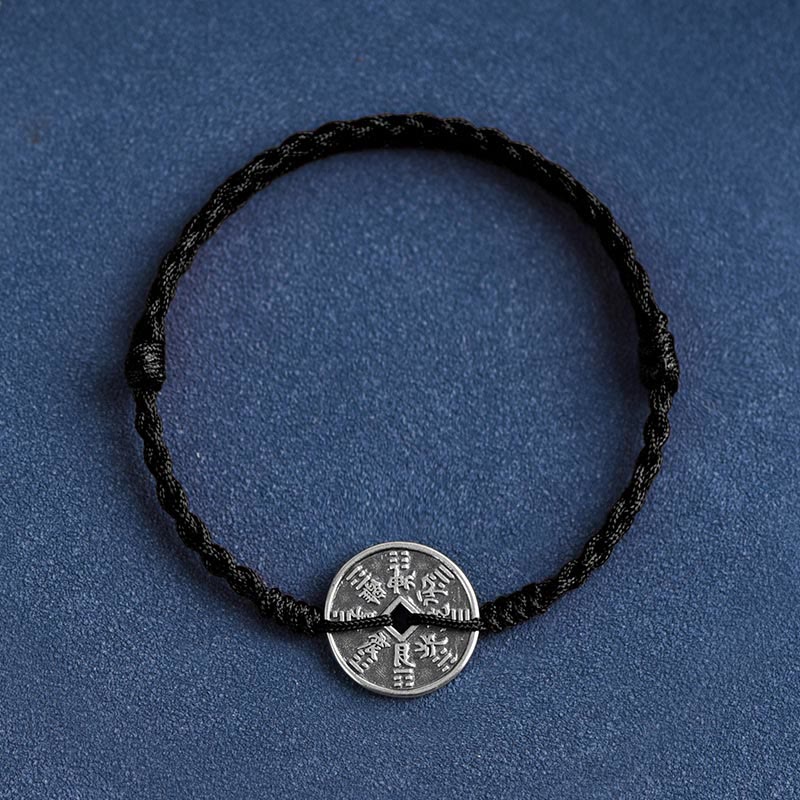 EverestArtStudios 925 Sterling Silver Coin Protection Braided Bracelet Anklet